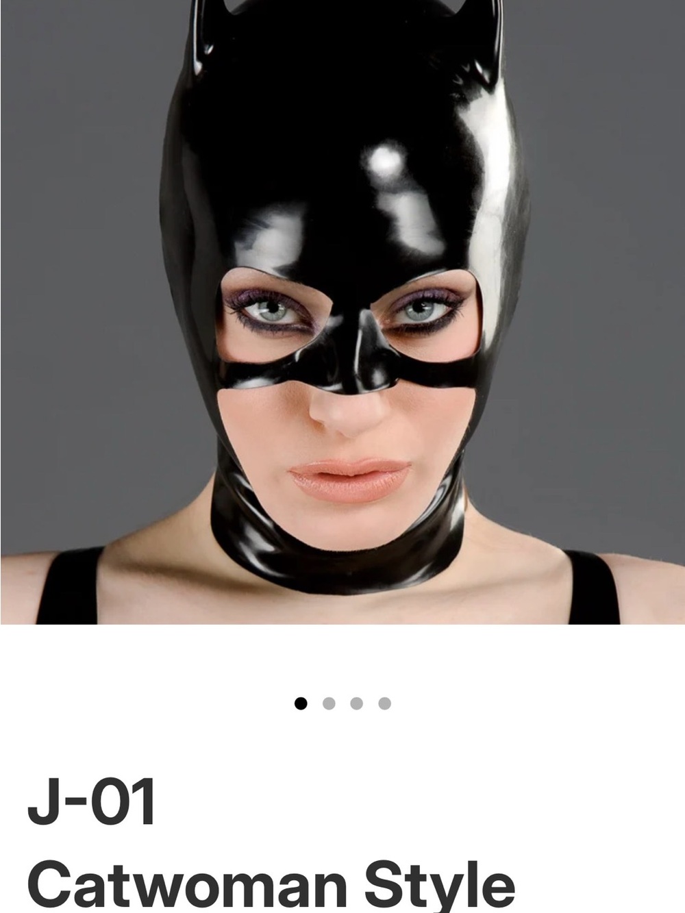 Catwoman Style Latex Hood - Black